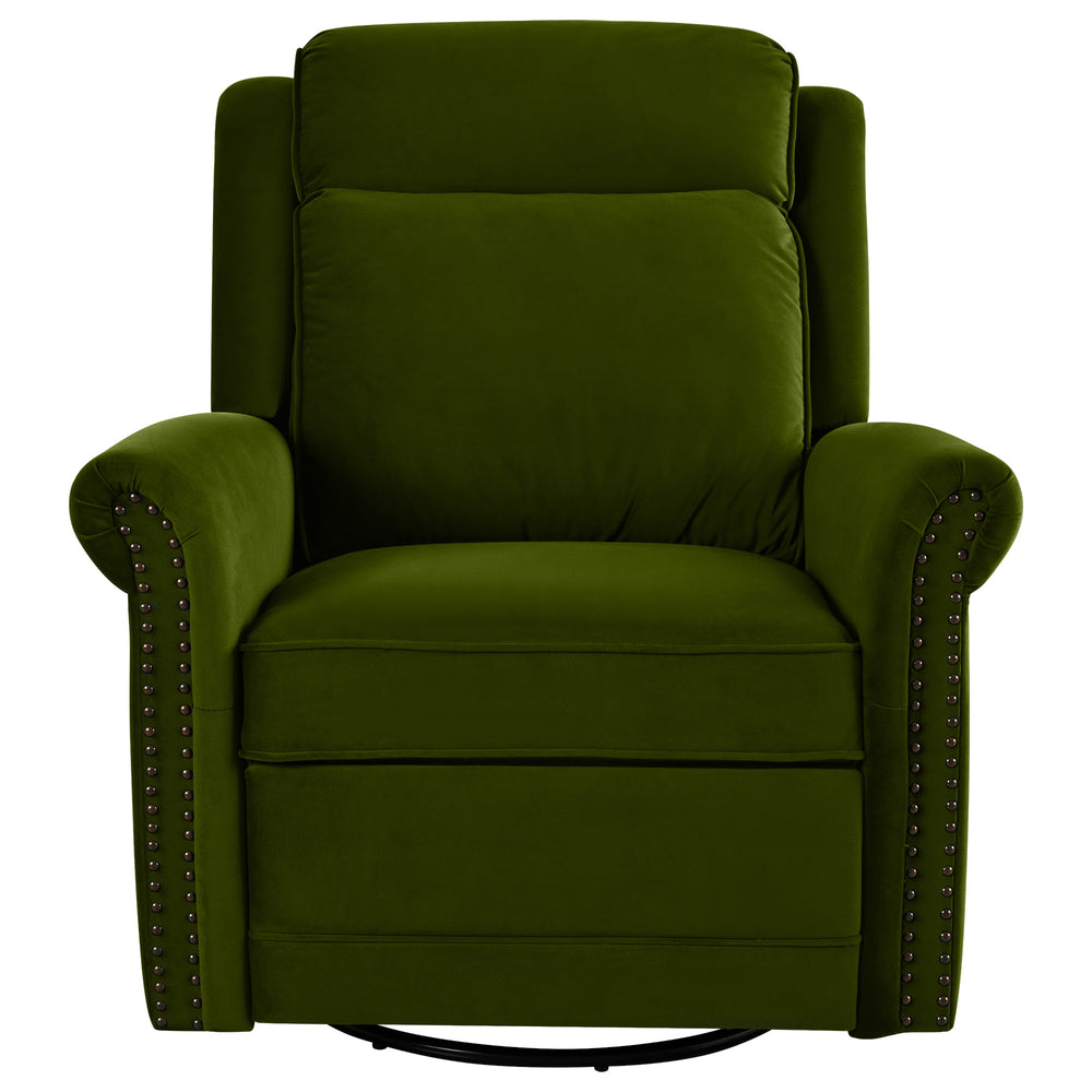 English Elm Christopher Knight Home® - 360° Swivel Recliner Plush Velvet Manual Rocker with Infinite Recline Support for Living Room Comfort Green N763P202666E