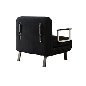 English Elm 31.5″ Convertible Chair Bed with Tri-Fold Design, Adjustable Backrest, Plush Pillow, Durable Frame for Home Comfort and Office Lounging Black W1767P220577