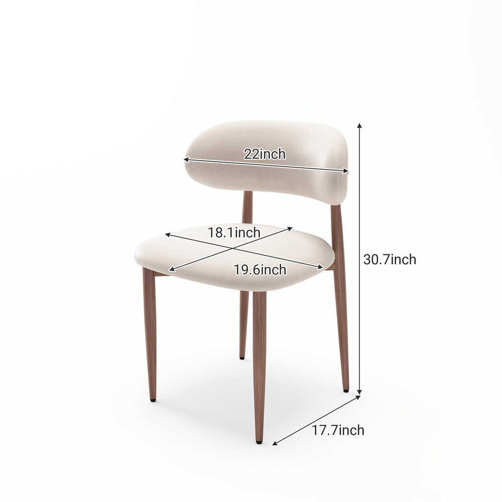 English Elm Dining Chair Set with Wood Grain Metal Frame Upholstered Seat Modern Farmhouse Kitchen Cream W3316P449687