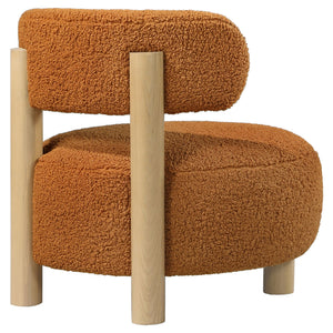 English Elm Calianna Boucle Barrel Accent Chair with Oak Legs for Living Room or Bedroom Orange B062P451996