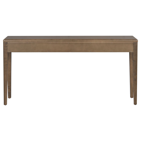 English Elm U_style Oak Veneer Console Table with Three Wave Drawers for Entryway or Foyer Brown N711P401926D