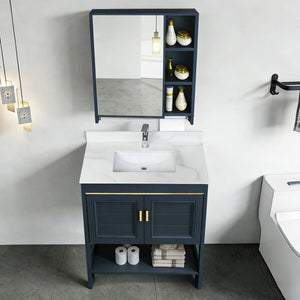 English Elm 31-inch Carrara Quartz Vanity Top Undermount Sink Backsplash Marble Look Bathroom W2699P459403