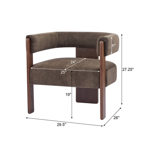 English Elm Christopher Knight Home® - Modern Velvet Upholstered Accent Arm chair with Barrel Back Design, Luxurious Velvet Comfort & Curved Legs Dark Brown,Walnut 29.5 L x 25.5 W x 14.5 H N776P205886D