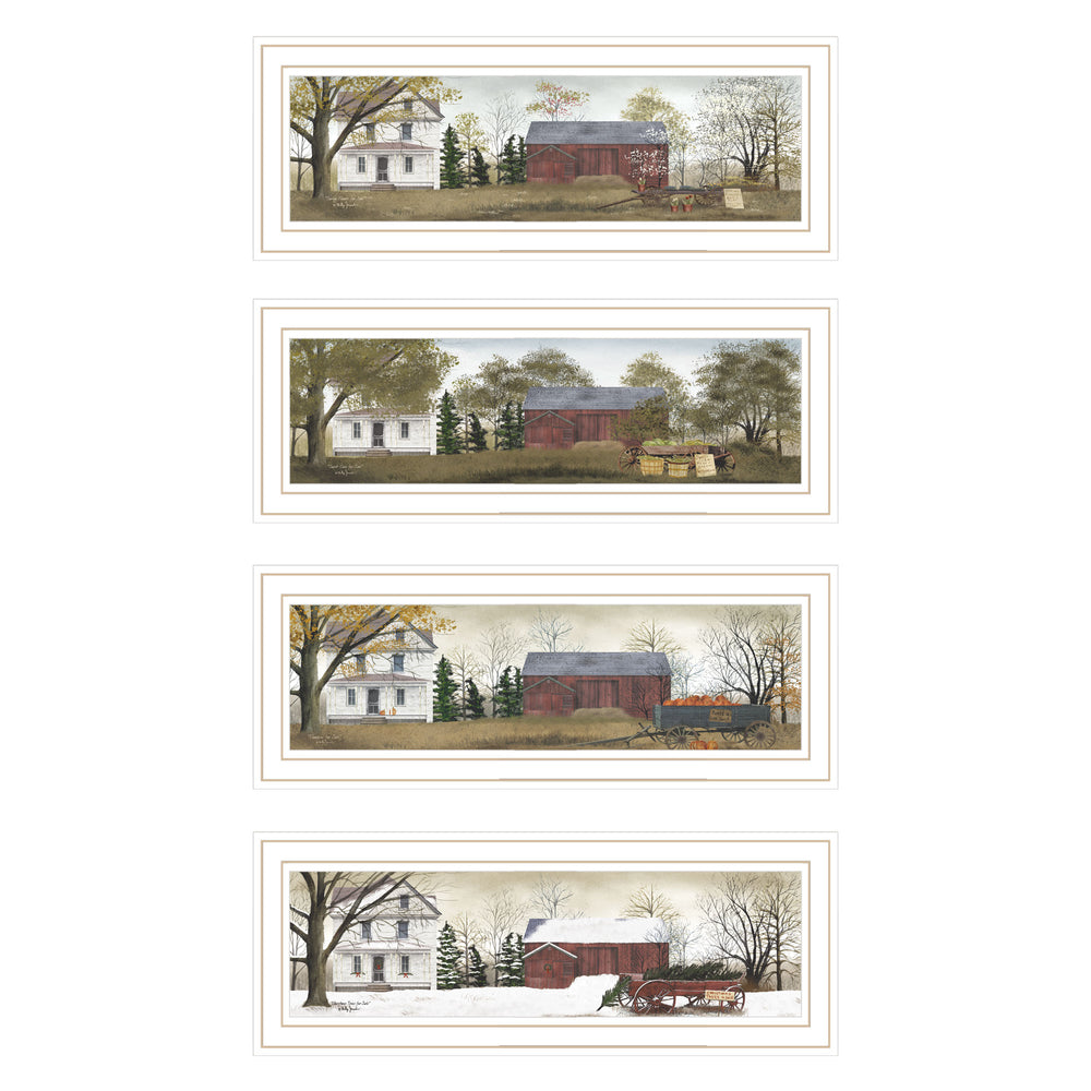 English Elm Trendy Decor 4u Four Seasons Pastoral Wall Art Set Billy Jacobs White Framed Prints B067P254119