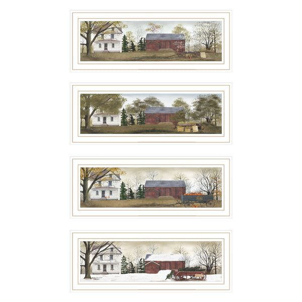 English Elm Trendy Decor 4u Four Seasons Pastoral Wall Art Set Billy Jacobs White Framed Prints B067P254119