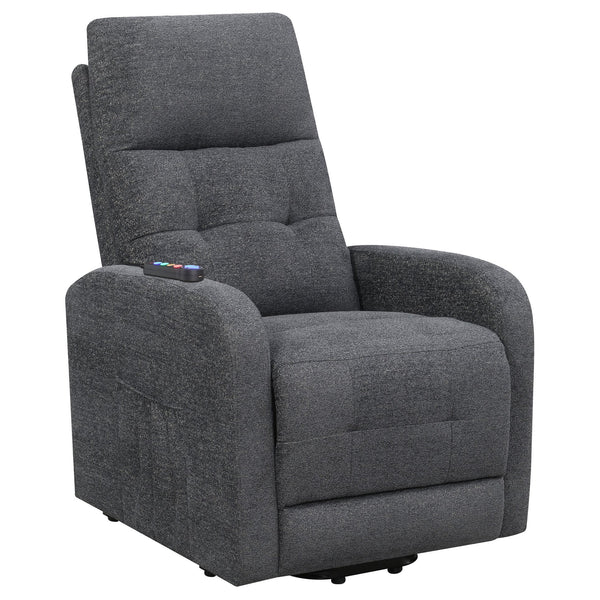 English Elm Lyle Charcoal Power Lift Massage Chair with Heat, USB Remote, Gel Memory Foam & Dual Storage Pockets B062P333409