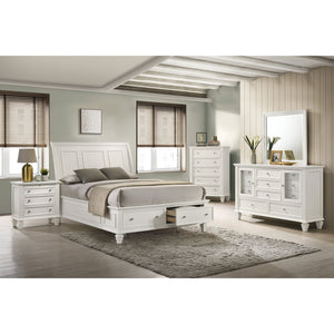 English Elm Pierce Eastern King Platform Bed with Led Headboard and Italian Gloss Finish B062S01803