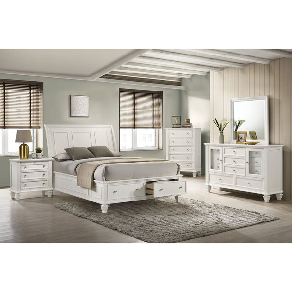 English Elm Pierce Eastern King Platform Bed with Led Headboard and Italian Gloss Finish B062S01803