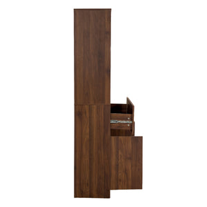 English Elm Kitchen Walnut Buffet Cabinet with Wine Rack Open Shelving Drawers and Closed Storage W331P425319