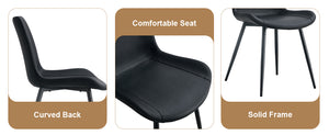 English Elm Table Set 42 Inch Round Wood Grain Glass Inlay with Six Tech-fabric Dining Chairs Brown+Black W1151S04482