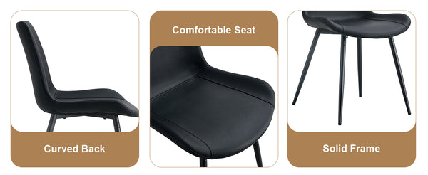 English Elm Table Set 42 Inch Round Wood Grain Glass Inlay with Six Tech-fabric Dining Chairs Brown+Black W1151S04482