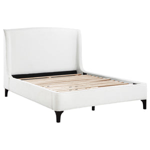 English Elm Theodore Boucle Wingback Queen Bed Sculptural Upholstered Frame for Modern Bedrooms B062S01637