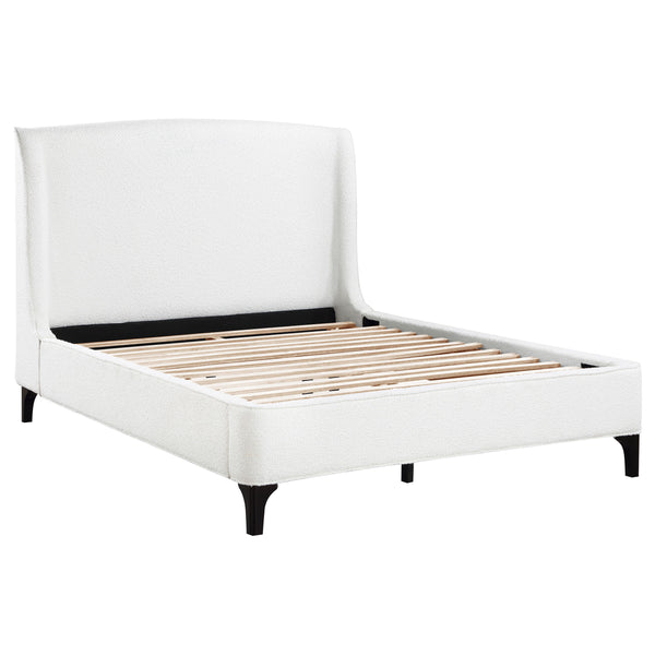 English Elm Theodore Boucle Wingback Queen Bed Sculptural Upholstered Frame for Modern Bedrooms B062S01637