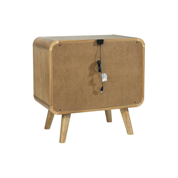 English Elm 2-drawer Nightstand with Built-in Usb Ports Ash Veneer Mid-century Bedroom Storage B016P460579