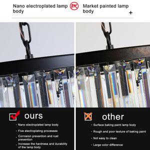 English Elm 20" Luxury 3-Tier Crystal Chandelier 7-Light Black Frame Pendant, K9 Crystals LED Ready Elegant Ceiling Fixture W2312P389944