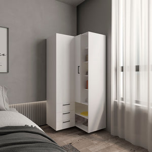 English Elm Toulouse Corner Armoire White — Space-Saving Double-Door Wardrobe with Shelves & Hanging Rod, MDF B070S00377