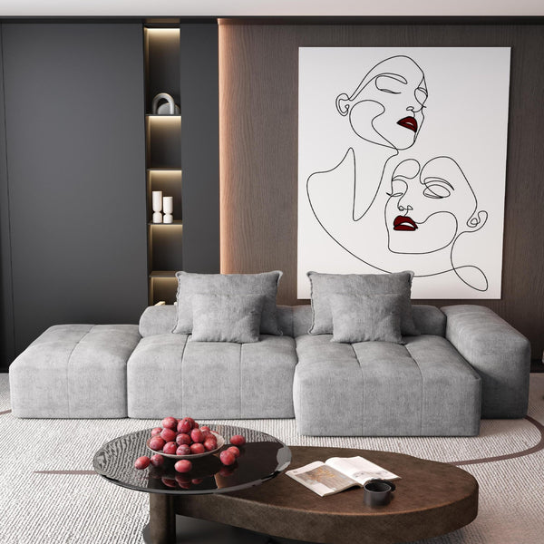 English Elm Modern Modular Sectional Sofa Set In Sparkling Chenille - 4-Piece Diy Design With Ottoman & Pillows W1885S00056