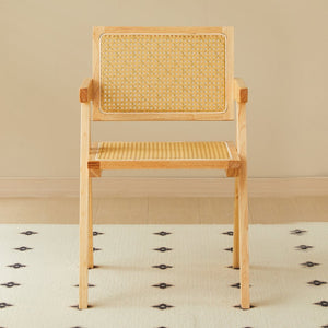 English Elm 2 Dining Chairs - Elegant Rubberwood With Hand-Woven Rattan, Versatile For Dining & Living Spaces W2720P237603