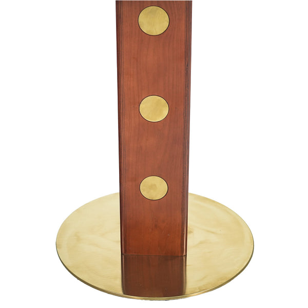 English Elm Modern Square Dining Table - 33.5" Sintered Stone Top With Wooden Legs & Gold Base For 2 People W1535S00583