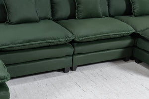 English Elm Modern Chenille Sectional Sofa Modular Sleeper with Ottoman Chaise and Waist Pillows Antique Green W2530S00022