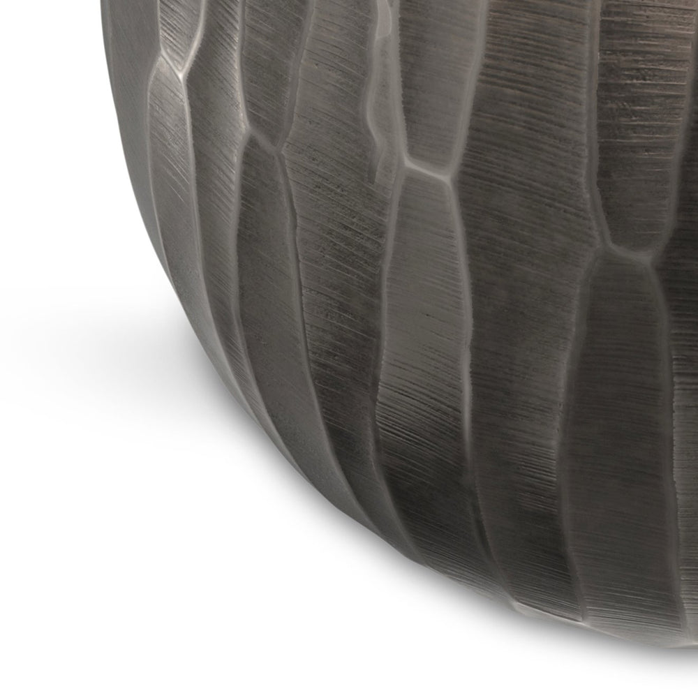 English Elm Nellie Cast Aluminum Side Table in Graphite Finish — Handcrafted Convex Drum Design, 22" x 22" x 22.5" B136P239044