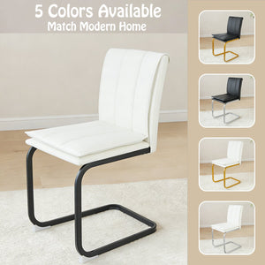 English Elm Modern Pu Leather Cantilever Dining Chairs Set of 4 with Steel Arc Frame for Kitchen W5123P454210