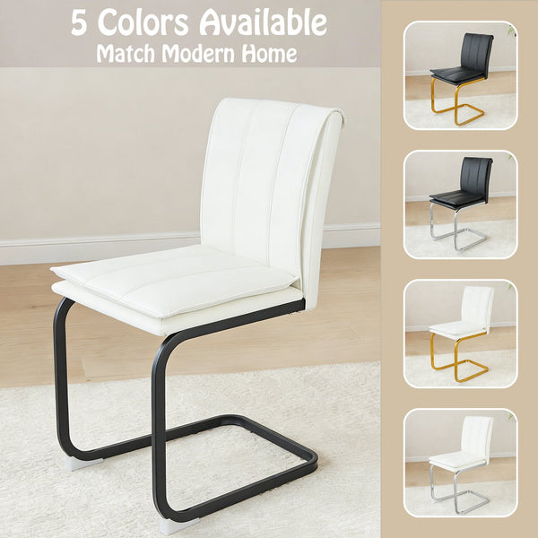 English Elm Modern Pu Leather Cantilever Dining Chairs Set of 4 with Steel Arc Frame for Kitchen W5123P454210