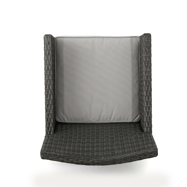 English Elm Christopher Knight Home® - CYPRESS Wicker Outdoor Dining Chair with Water-Resistant Cushion, Durable Weatherproof Patio Seating Grey 32.5 L x 23.3 W x 14 H 61562.00GRY