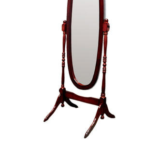 English Elm 59.25" Tall Standing Wooden Floor Mirror with Elegant Oval Cheval Frame, Adjustable Tilt and Classic Finish Cherry B072115936