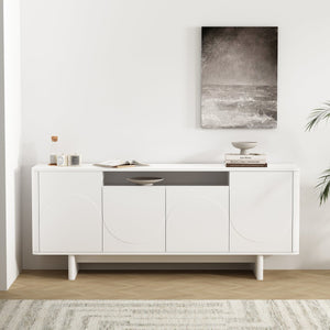English Elm Ella 71" Sideboard with Soft-Close Doors, Adjustable Shelves, 9 Cubby Spaces & Modern Sled Legs White B365S00110