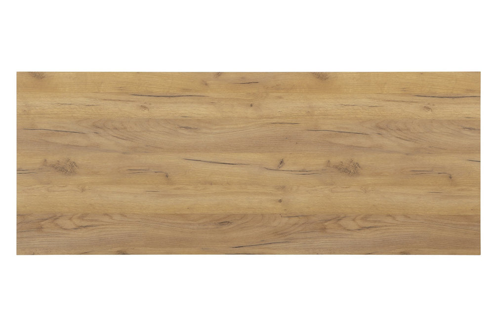 English Elm Golden Oak Desk with 4 Storage Shelves, Metal Accents & Open Space-Saving MDF Design for Home Office B2699P237457