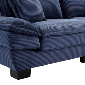 English Elm Corduroy Stylish Sleeper Sofa Loveseat with Dual-Layer Cushions & Two Support Pillows, Sturdy Frame Blue W676P184142
