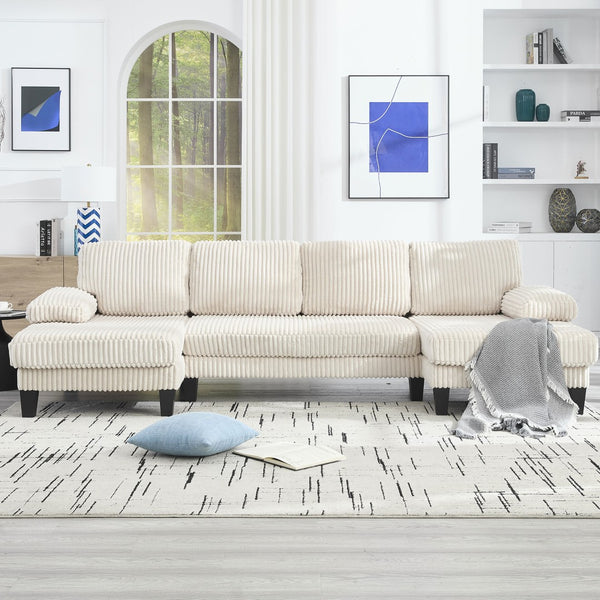 English Elm U-Shaped 4-Seat Sofa With Double Chaise - Luxurious Velvet Comfort For Modern Living Spaces W2705S00014-GIGA