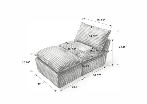 English Elm Modern Corduroy Cloud Sofa - Stylish Modular Seating For Comfort & Versatile Home Or Office Décor W3396P388623