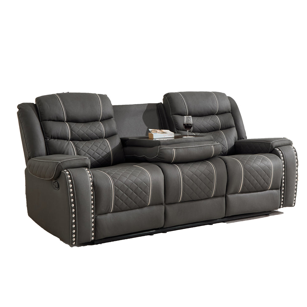 English Elm Auto Three Seat Manual Reclining Sofa Microfiber Nail Head Trim Living Room W3900P503549