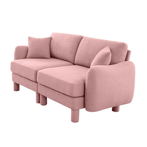 English Elm Boucle 2-Seater Loveseat Sofa With Chic Shell Armrests & Soft Pink Upholstery For Cozy Spaces W3041S00290