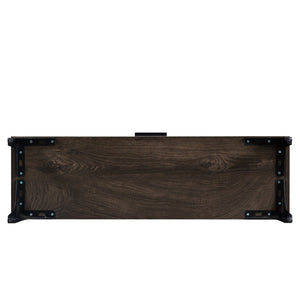 English Elm Shoe Cabinet with 2 Flip Drawers and Open Shelves, Slim Rustic Brown Entryway Organizer, Space-Saving Wood Storage W679P154753