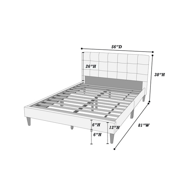 English Elm Modern Upholstered Queen Bed with Tufted Linen-Like Headboard, Slat Support, Contemporary Design Charcoal 62 L x 39 W x 5 H B011P243662