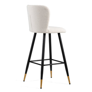 English Elm Christopher Knight Home® - 30'' Modern Barstool with White Fabric Seat, Ergonomic Curved Back, Black Legs & Gold Tips N780P228980W