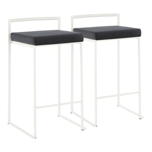 English Elm Contemporary Stackable Velvet Seat Counter Stools Steel Frame Kitchen Set of 2 B202P221935