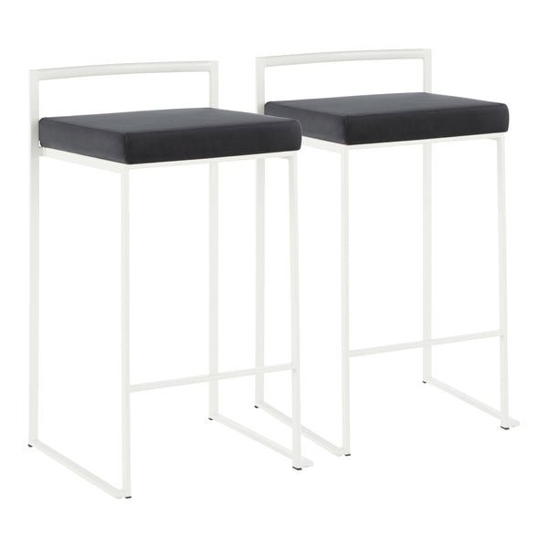English Elm Contemporary Stackable Velvet Seat Counter Stools Steel Frame Kitchen Set of 2 B202P221935