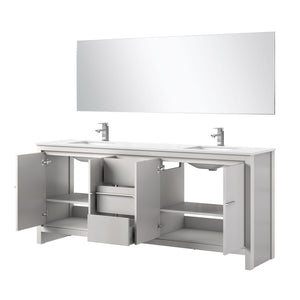 English Elm White Double Bath Vanity With Cultured Marble Top, Chrome Faucet, 70" Mirror - Spacious & Stylish! B2731S01777-GIGA