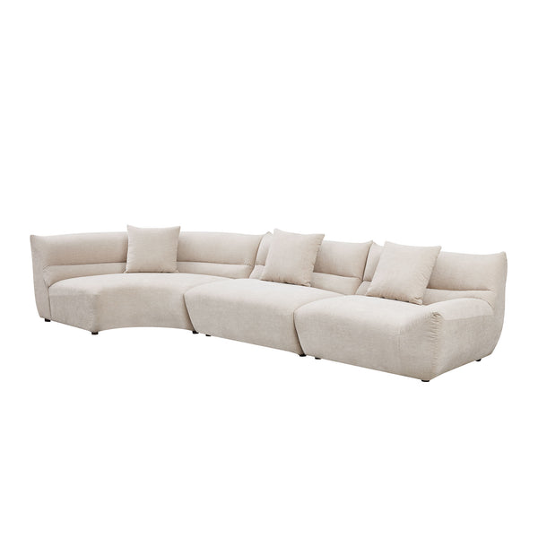 English Elm Modular Cloud Sectional Three Piece Curved Sofa with Polyester Upholstery for Living Room W2582S00202
