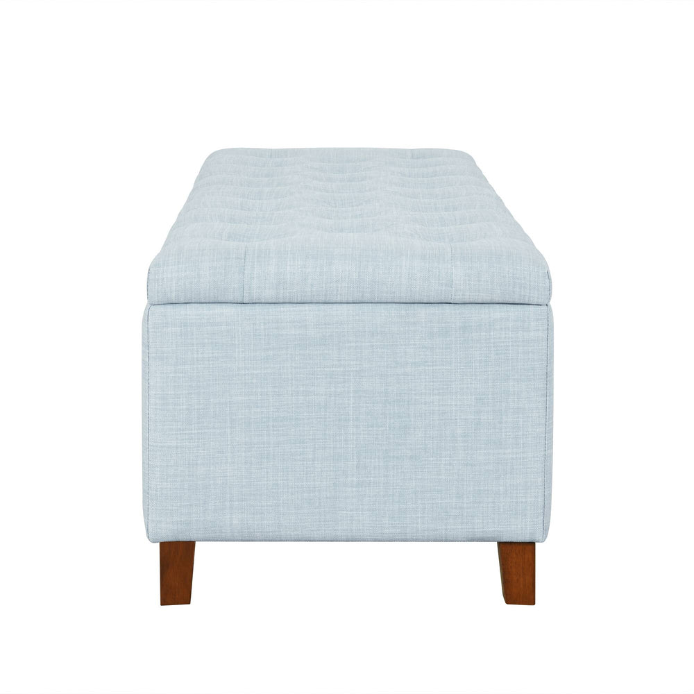 English Elm Shandra Tufted Top Upholstered Storage Bench Light Blue with 44.5" Interior, 400lb Capacity Elegance B035P341160