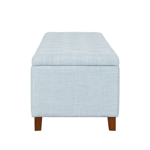 English Elm Shandra Tufted Top Upholstered Storage Bench Light Blue with 44.5" Interior, 400lb Capacity Elegance B035P341160