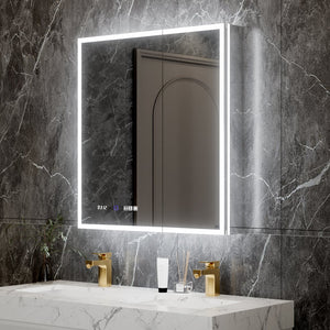 English Elm 30*32 Inch Led Medicine Cabinet with Anti-fog Gfci Outlet and Stepless Dimming Mirror W637P349459