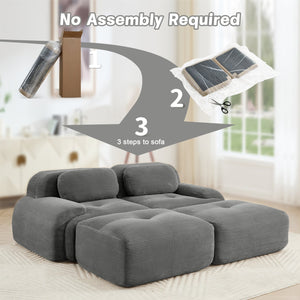 English Elm 2-seat Modular Corduroy Sofa Ergonomic Curved Design with Resilient Cushioning for Living Rooms Grey W714S01265