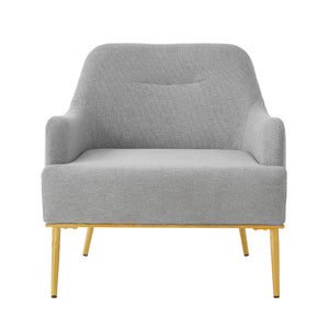 English Elm Modern Chenille Armchair with Curved Back Gold Legs Plush Accent Seat for Any Room Grey N763P360684E