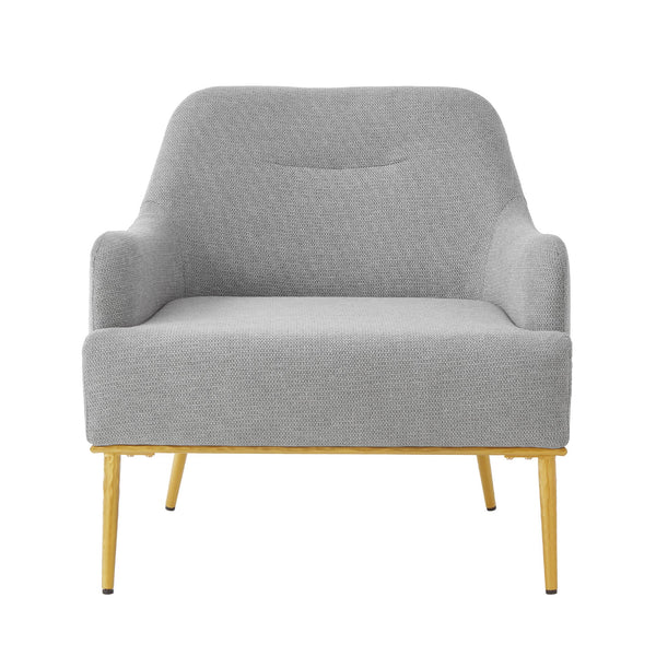 English Elm Modern Chenille Armchair with Curved Back Gold Legs Plush Accent Seat for Any Room Grey N763P360684E