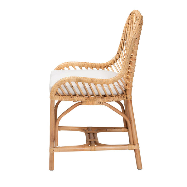 English Elm Modern Handwoven Rattan Dining Chair Artisan Crafted for Bohemian Coastal Rooms B2750P467641